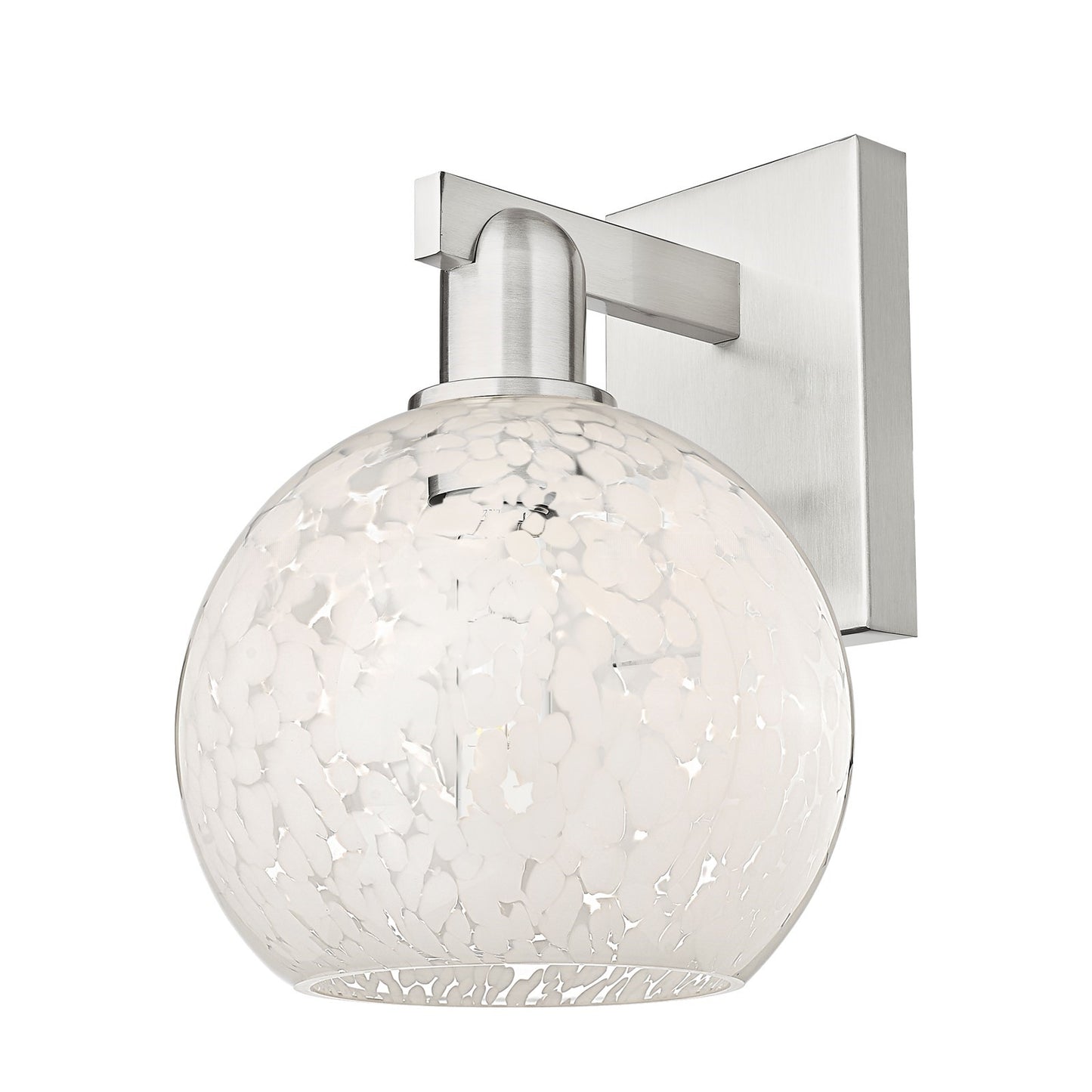 Innovations Lighting Arcadia 8in 1-Light Wall Sconce | Industrial Brushed Satin Nickel and White Mouchette Glass | Living Room | Model 716-1W-SN-G1216-8WM