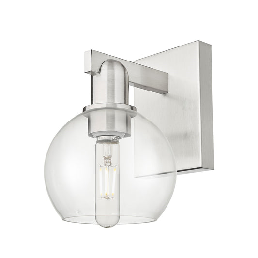 Innovations Athens 1-Light 6in Wall Sconce | Industrial Brushed Satin Nickel Steel and Clear Glass | Hallway & Bathroom Accent | Model 716-1W-SN-G122-6