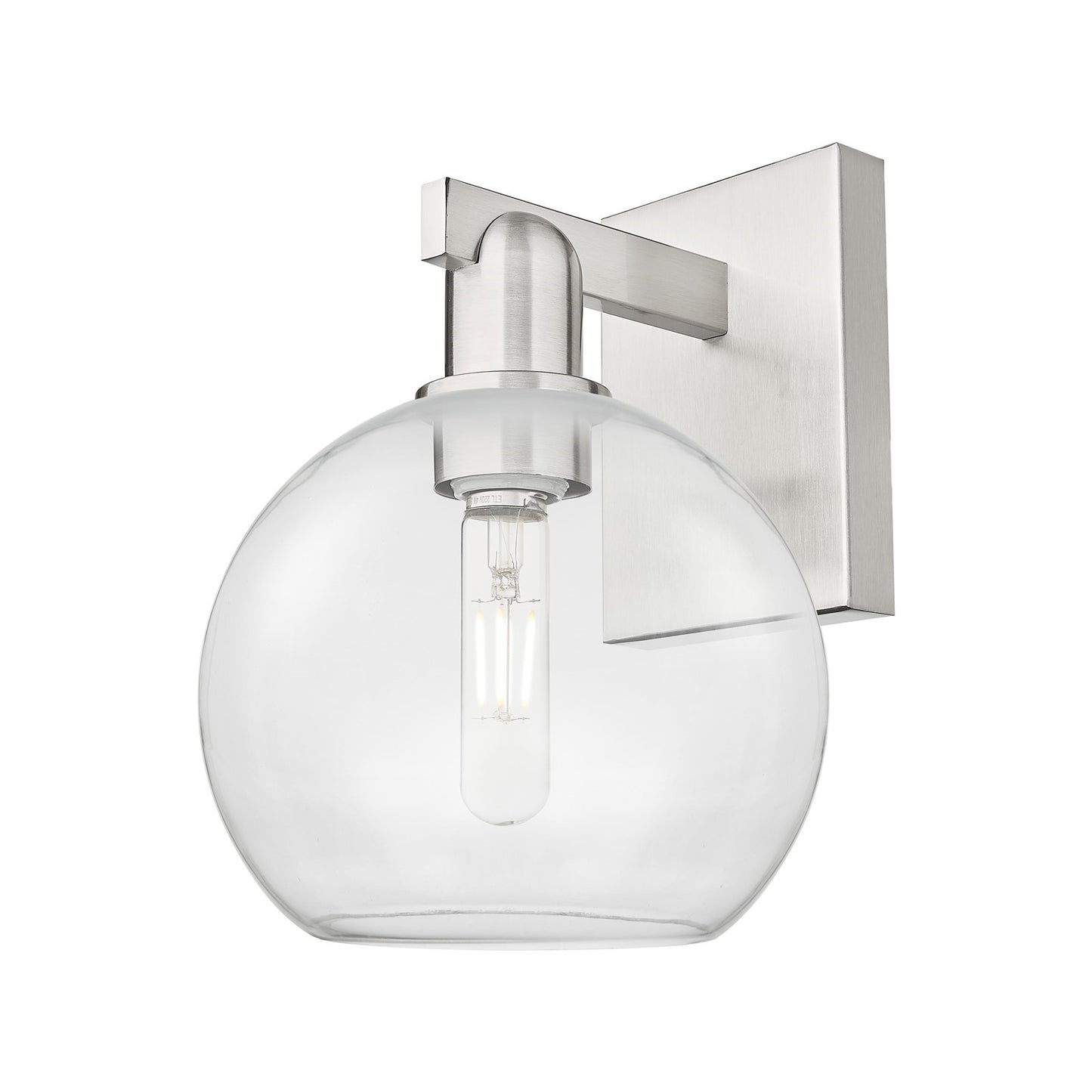 Innovations Athens 8in 1-Light Wall Sconce | Industrial Brushed Satin Nickel Steel and Clear Glass | Bathroom & Hallway Accent | Model 716-1W-SN-G122-8