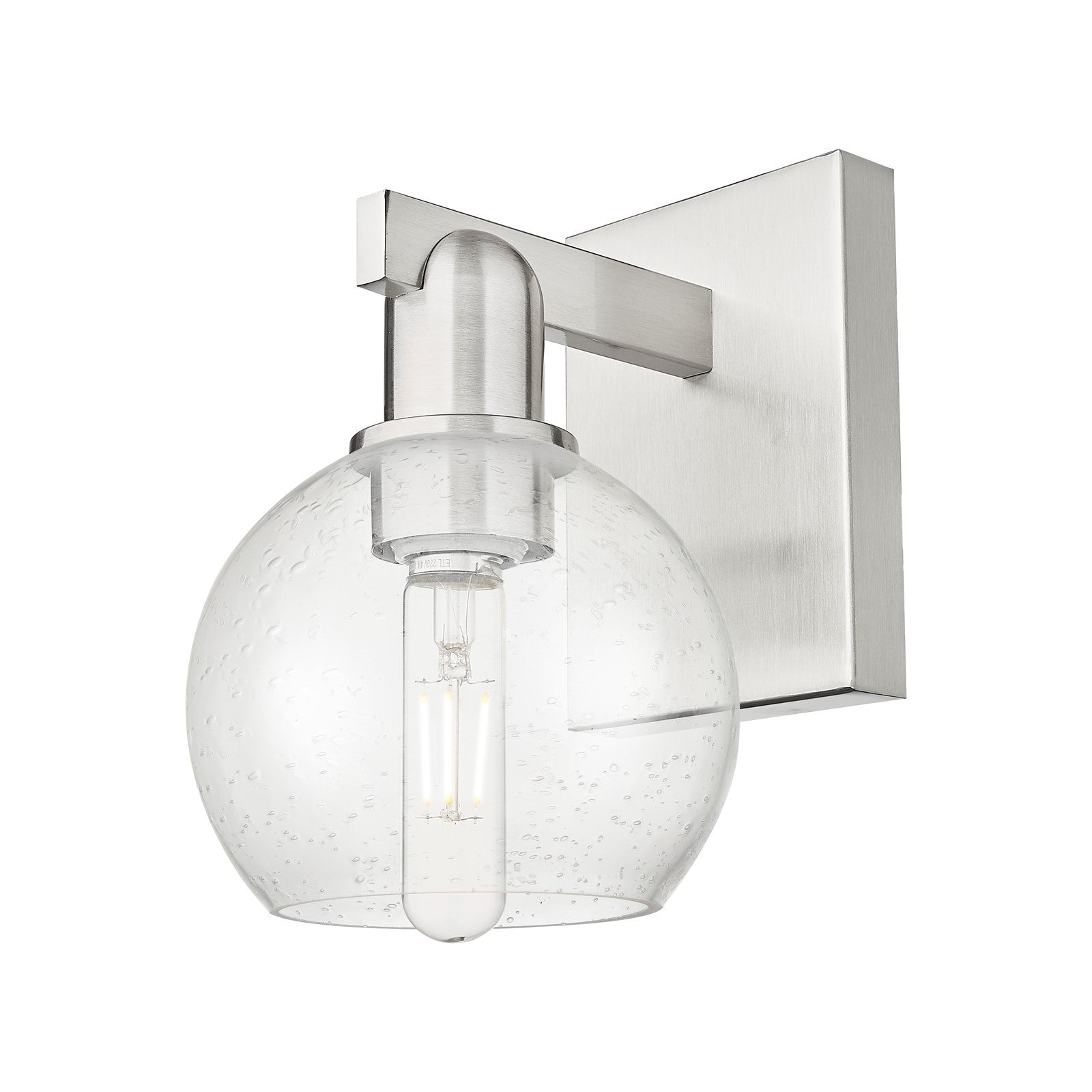Innovations Athens 6in 1-Light Wall Sconce | Industrial Brushed Satin Nickel Steel and Seedy Glass | Hallway & Bathroom Accent | Model 716-1W-SN-G124-6