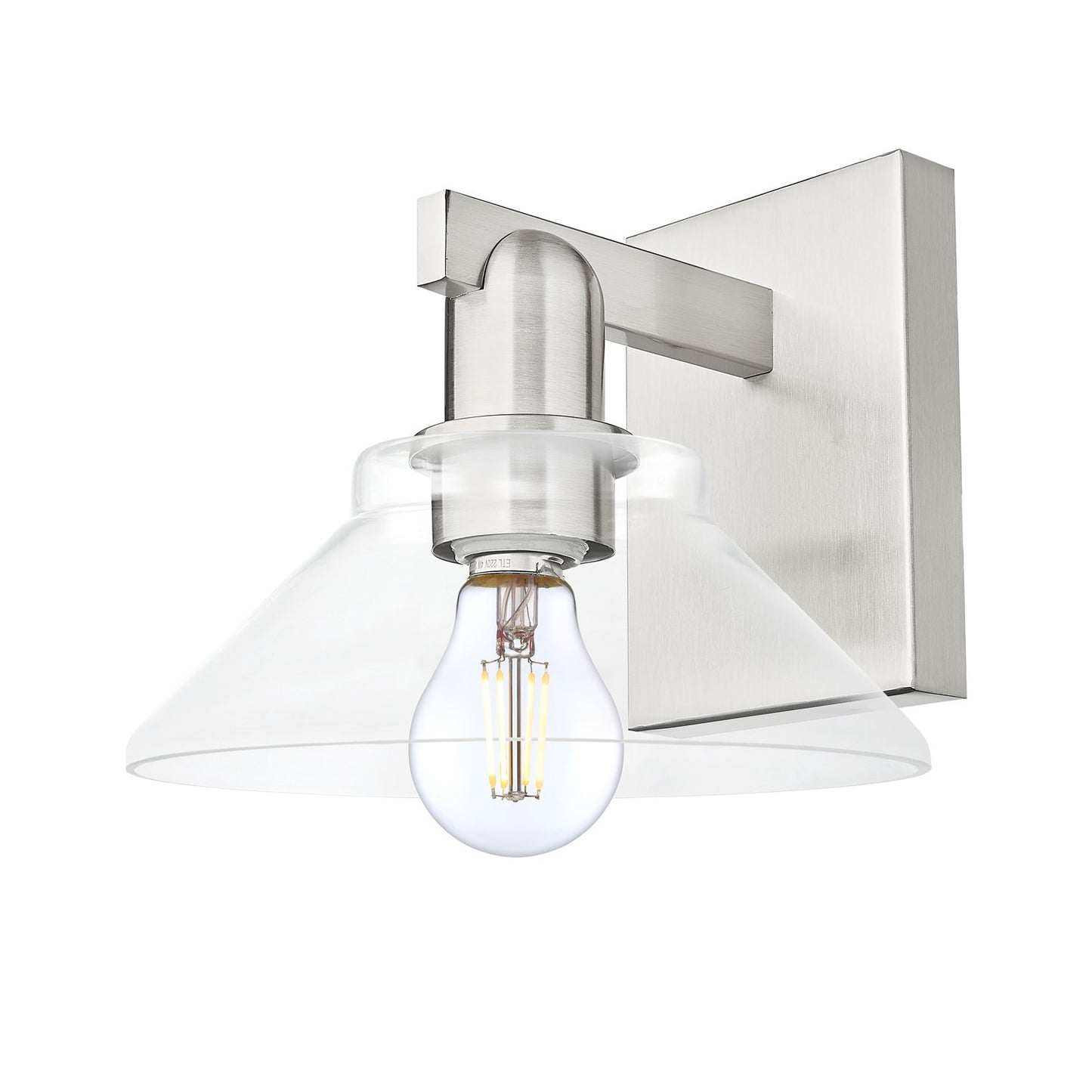Innovations Orwell 8in 1-Light Wall Sconce | Industrial Brushed Satin Nickel Steel and Clear Glass | Hallway & Bathroom Accent | Model 716-1W-SN-G132