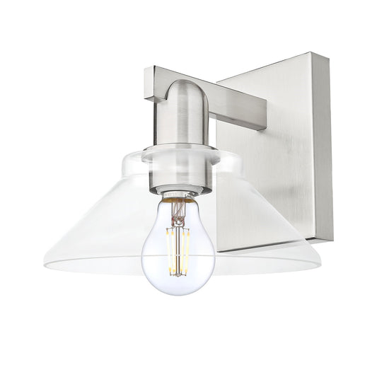 Innovations Orwell 8in 1-Light Wall Sconce | Industrial Brushed Satin Nickel Steel and Clear Glass | Hallway & Bathroom Accent | Model 716-1W-SN-G132