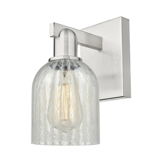 Innovations Caledonia 5in 1-Light Wall Sconce | Industrial Brushed Satin Nickel and Mouchette Glass | Bathroom & Hallway Accent | Model 716-1W-SN-G2511