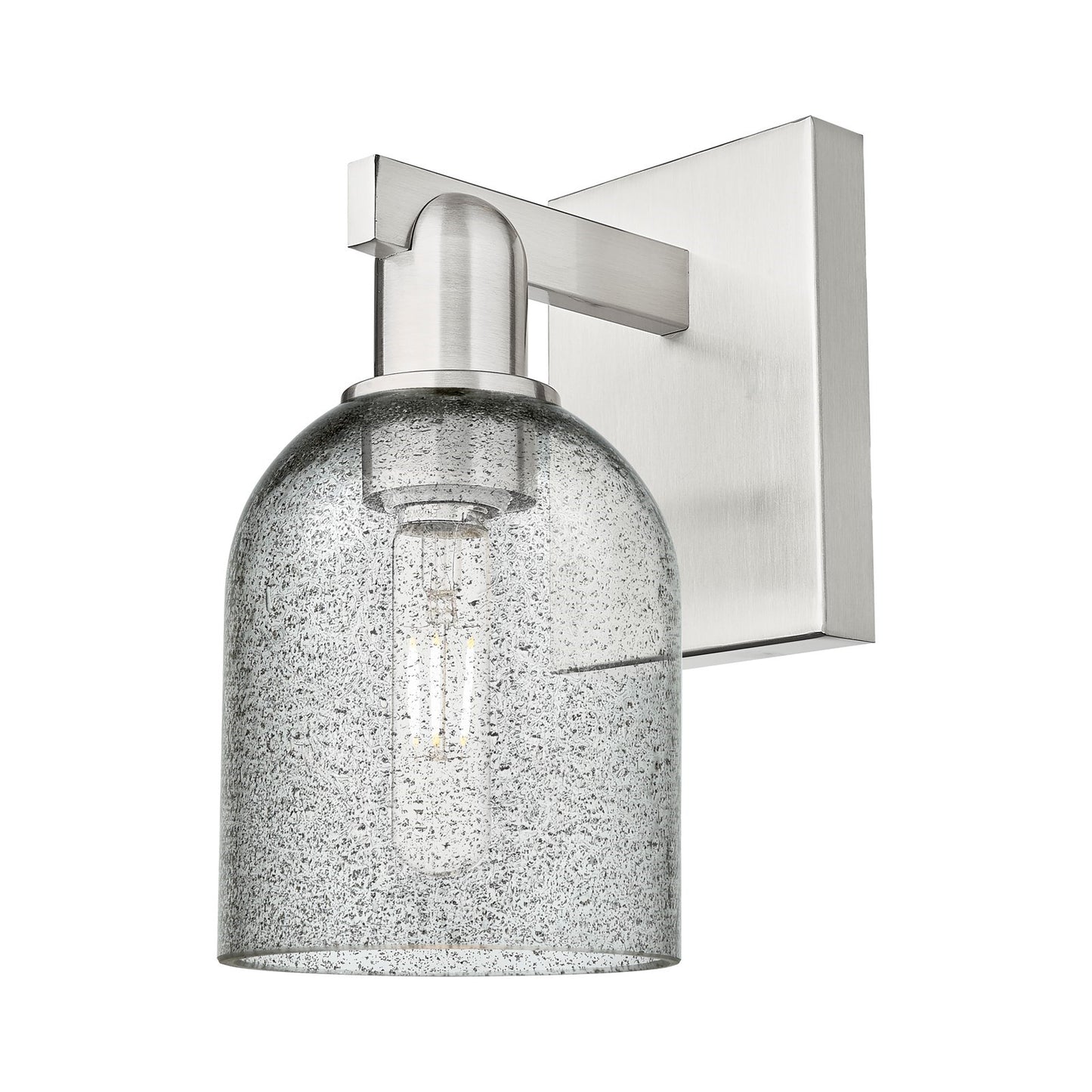 Innovations Caledonia 5in 1-Light Wall Sconce | Industrial Brushed Satin Nickel and Charcoal Glass | Hallway & Bathroom Accent | 5 | Model 716-1W-SN-G257