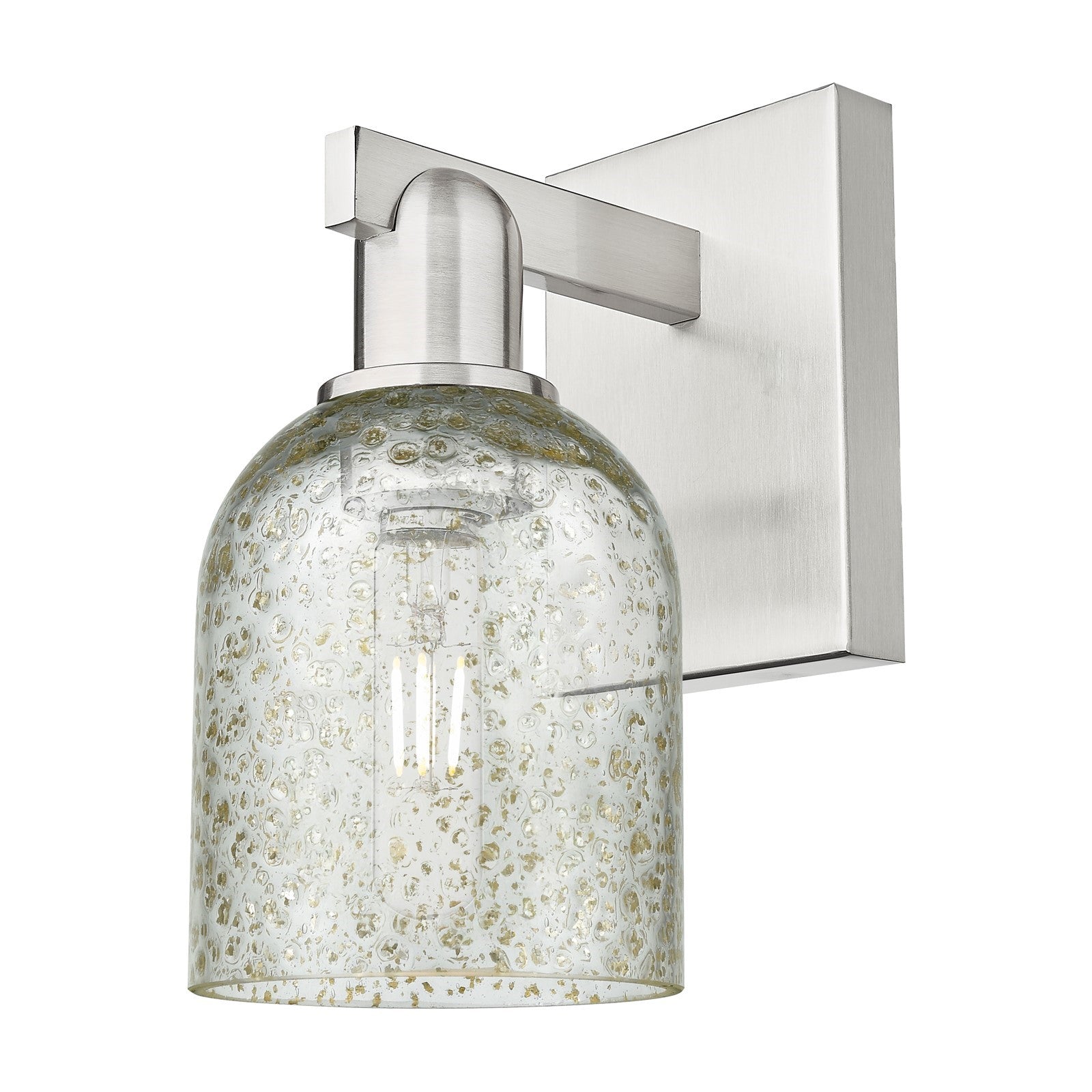 Innovations Caledonia 5in 1-Light Wall Sconce | Industrial Brushed Satin Nickel and Mica Glass | Entryway & Hallway Accent | 5 x | Model 716-1W-SN-G259