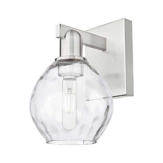 Innovations Waverly 6in 1-Light Wall Sconce | Industrial Brushed Satin Nickel Steel and Clear Glass | Bathroom & Hallway Accent | 6 | Model 716-1W-SN-G362