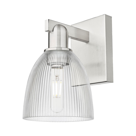 Innovations Castile 1-Light 6in Wall Sconce | Industrial Brushed Satin Nickel Steel and Clear Glass | Bathroom & Hallway Accent | 6 | Model 716-1W-SN-G382