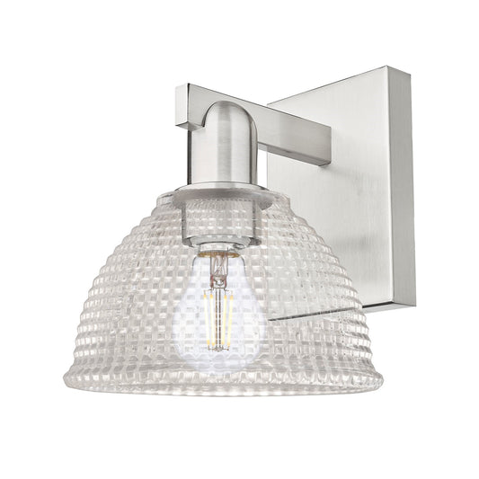 Innovations Arietta 1-Light 8in Wall Sconce | Industrial Brushed Satin Nickel and Clear Glass | Bathroom & Hallway Accent | 8 x 9 x | Model 716-1W-SN-G422