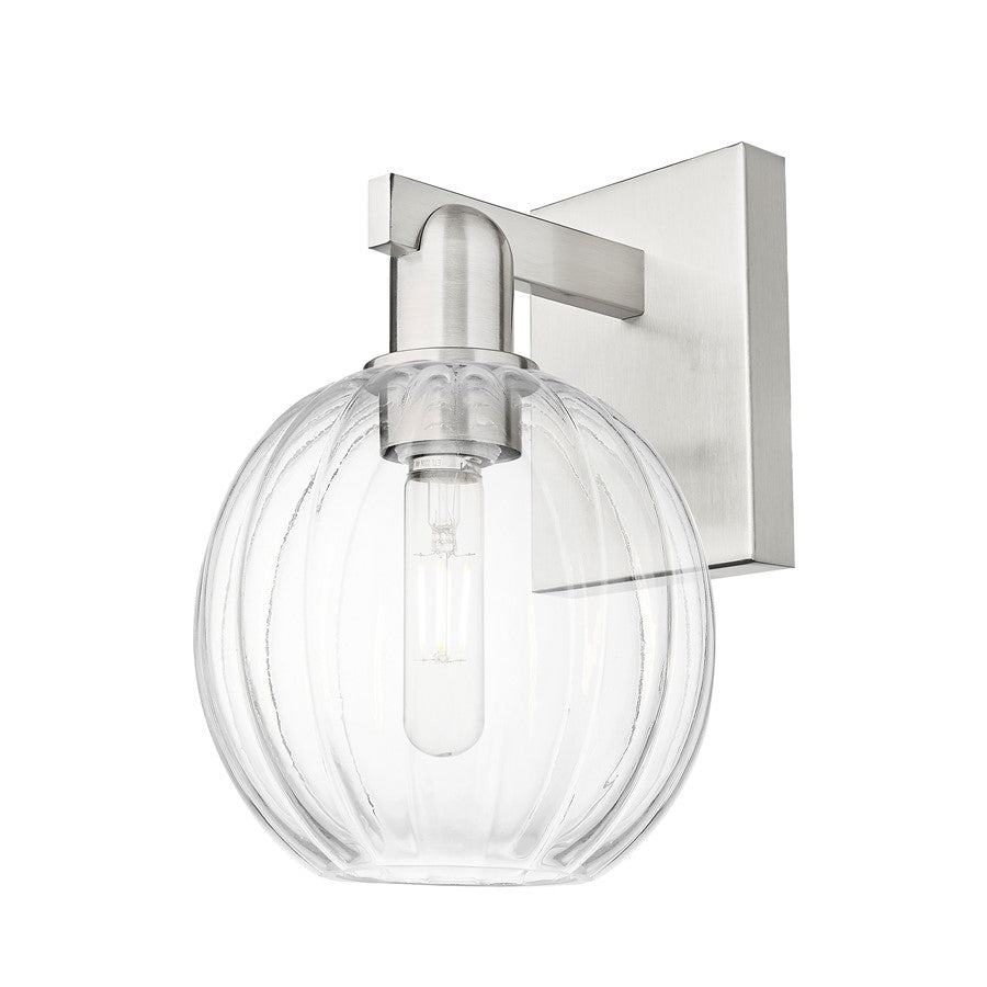 Innovations Preston 1Lt 7" Globe Sconce, Satin Nickel/Clear