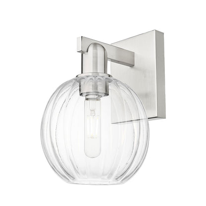 Innovations Preston 1Lt 7" Globe Sconce, Satin Nickel/Clear