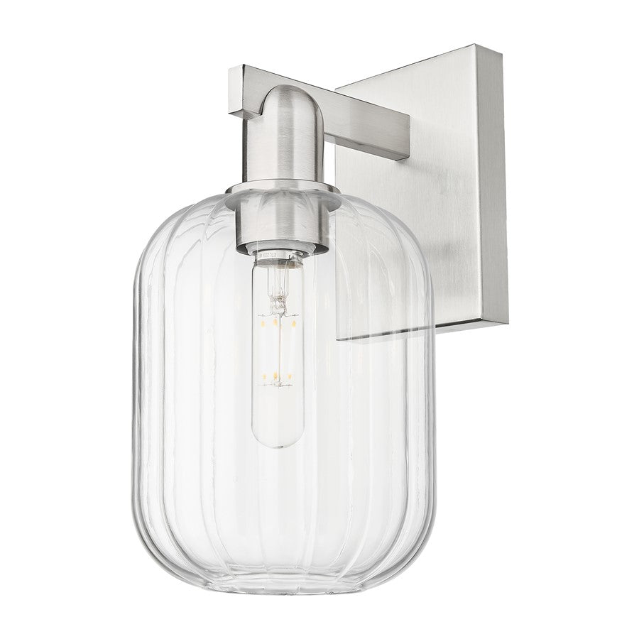Innovations Preston 1Lt 7" Jar Sconce, Satin Nickel/Clear