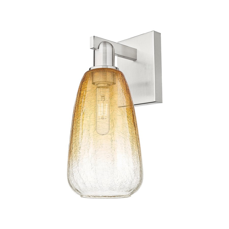 Innovations Brookhaven Almond 1Lt 6" Sconce, Satin Nickel/Amber