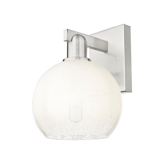 Innovations Brookhaven Globe 8in 1-Light Wall Sconce | Industrial Brushed Satin Nickel and Opal Glass | Bathroom & Hallway | Model 716-1W-SN-G483-8OP