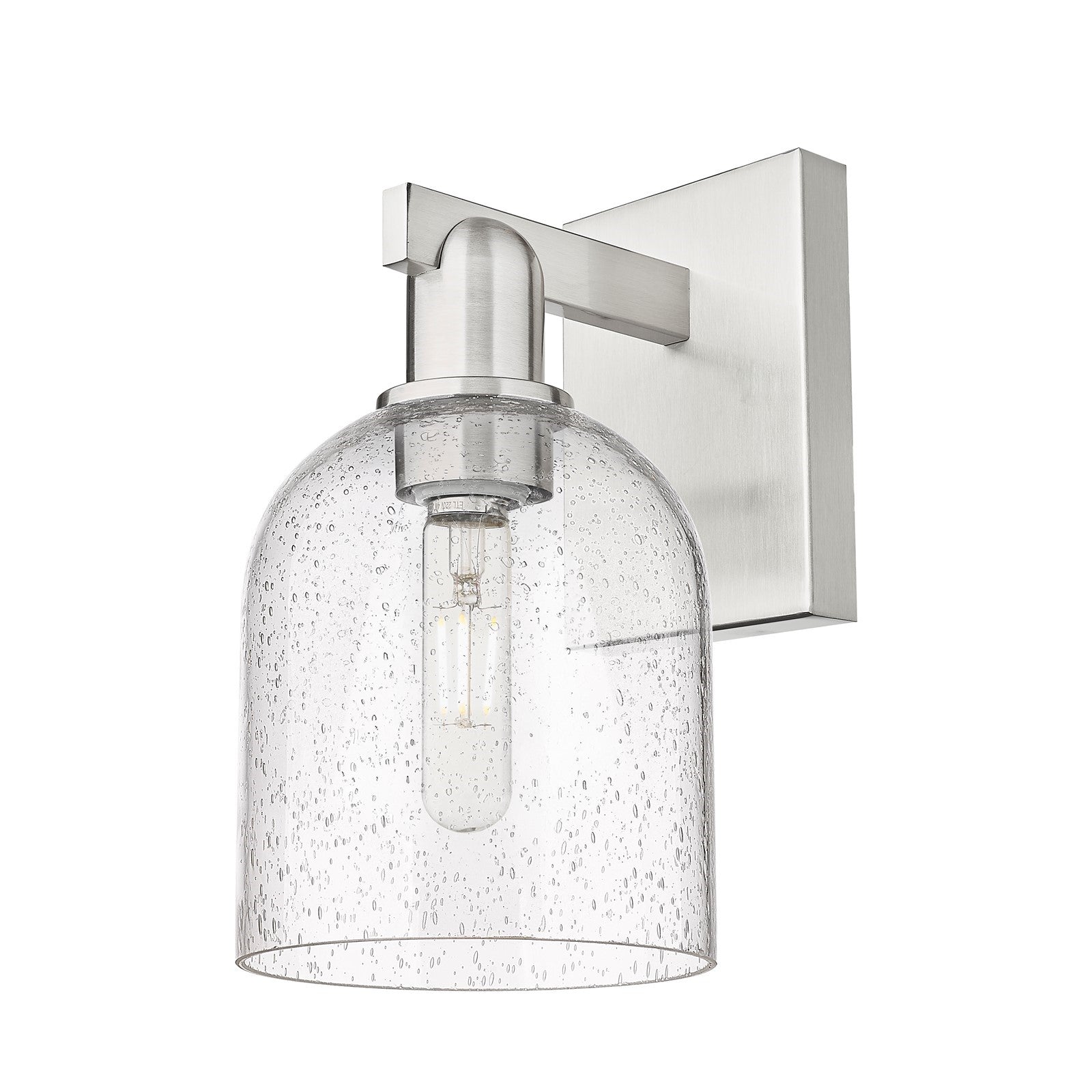 Innovations Bella 1-Light 6in Wall Sconce | Industrial Brushed Satin Nickel Steel and Seedy Glass | Hallway & Bathroom Accent | Model 716-1W-SN-G558-6SDY