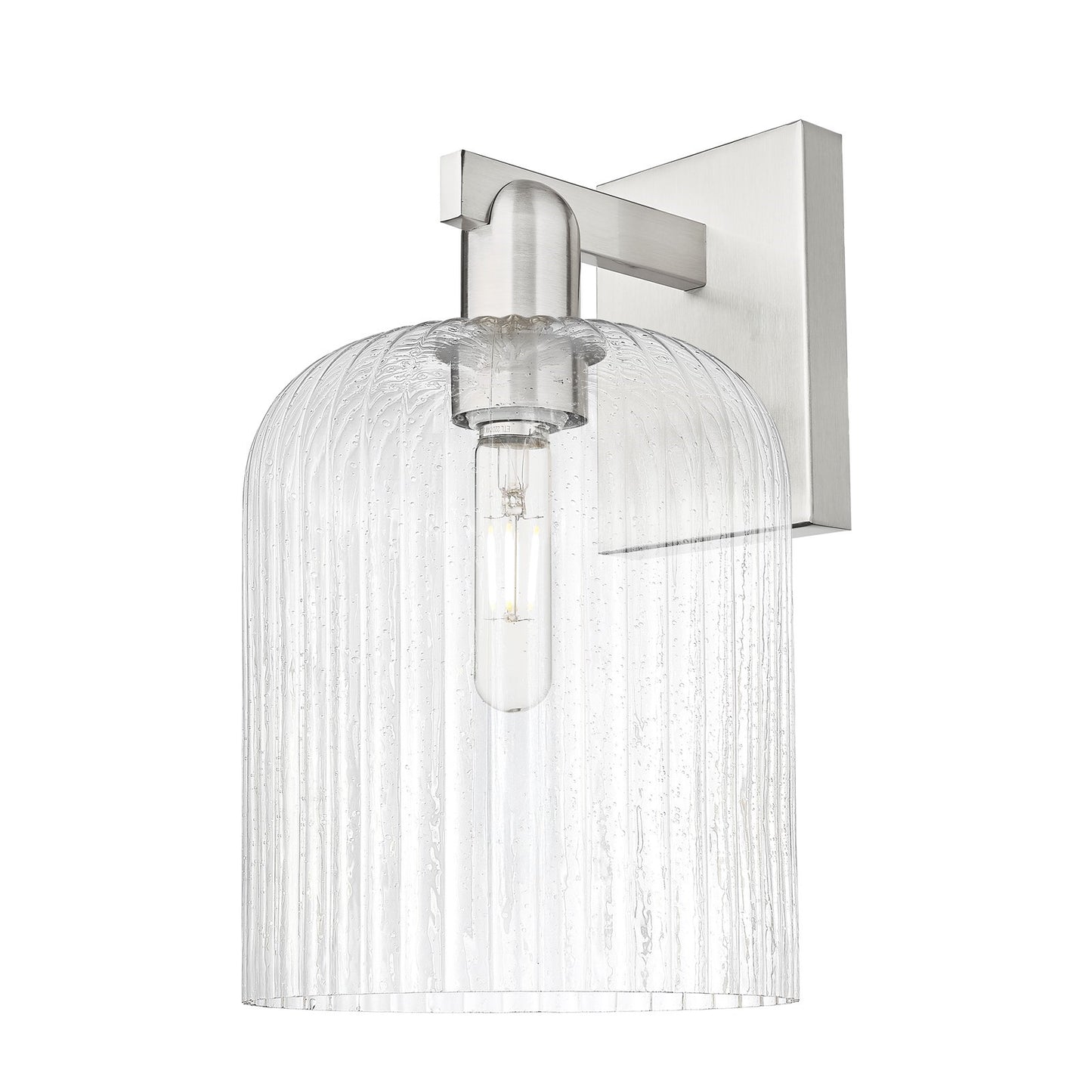 Innovations Bridal Veil 8in 1-Light Wall Sconce | Industrial Brushed Satin Nickel Steel and Seedy Ribbed Glass | Living Room & | Model 716-1W-SN-G559-8SDY