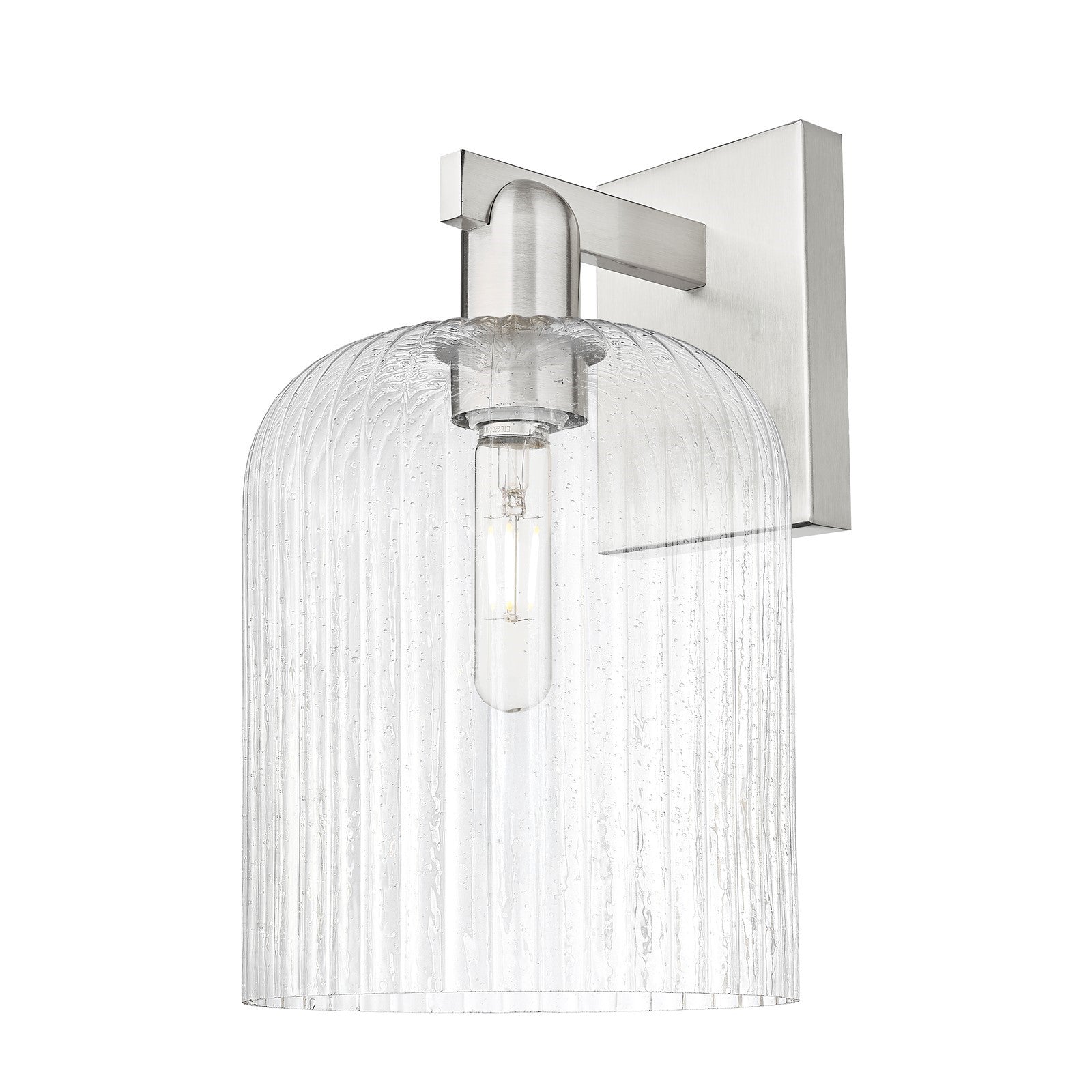 Innovations Bridal Veil 8in 1-Light Wall Sconce | Industrial Brushed Satin Nickel Steel and Seedy Ribbed Glass | Living Room & | Model 716-1W-SN-G559-8SDY
