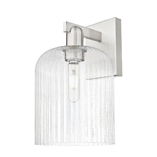 Innovations Bridal Veil 8in 1-Light Wall Sconce | Industrial Brushed Satin Nickel Steel and Seedy Ribbed Glass | Living Room & | Model 716-1W-SN-G559-8SDY