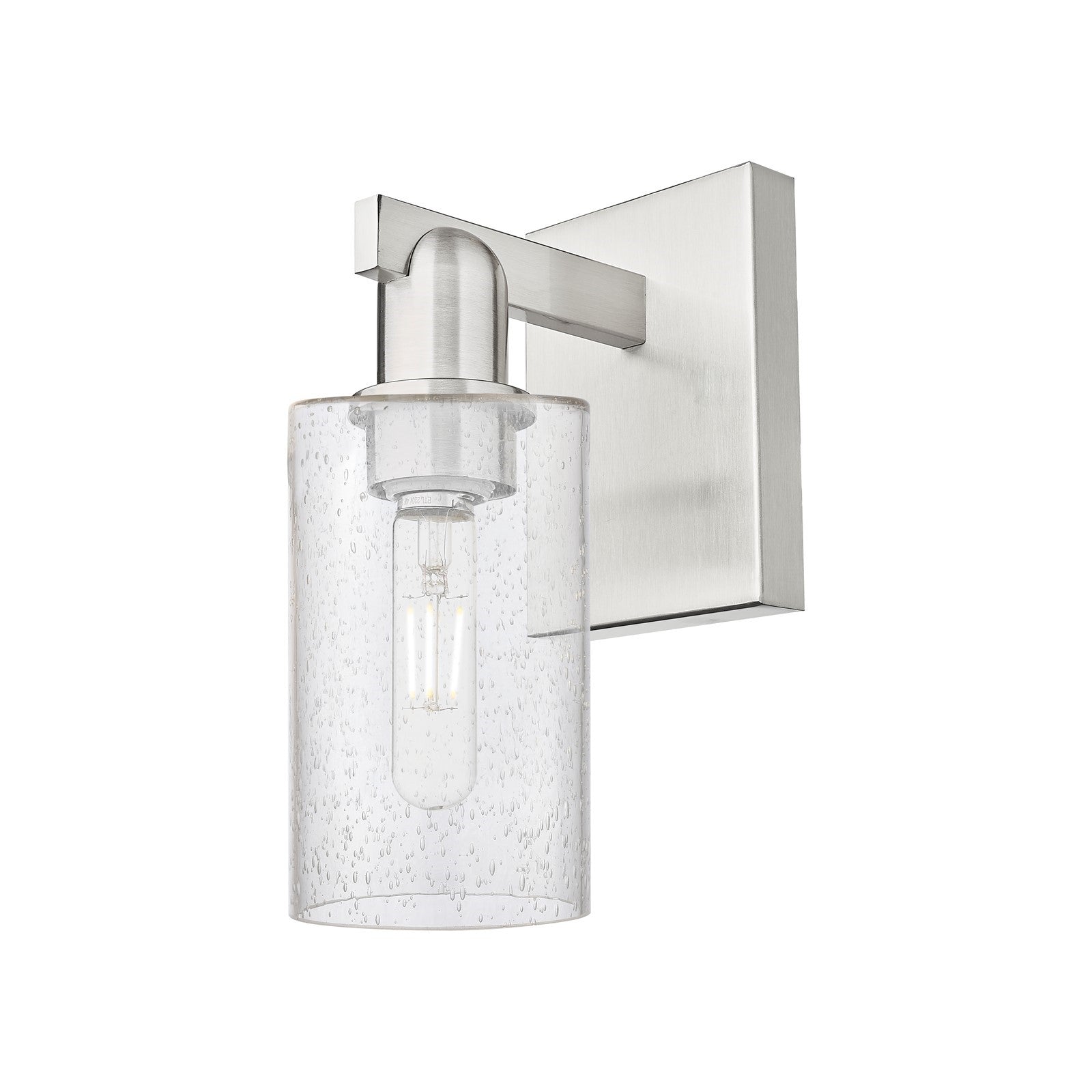 Innovations Clymer 1-Light Wall Sconce | Industrial Brushed Satin Nickel Steel and Seedy Glass | Bathroom & Hallway Accent | 3.88 x | Model 716-1W-SN-G804