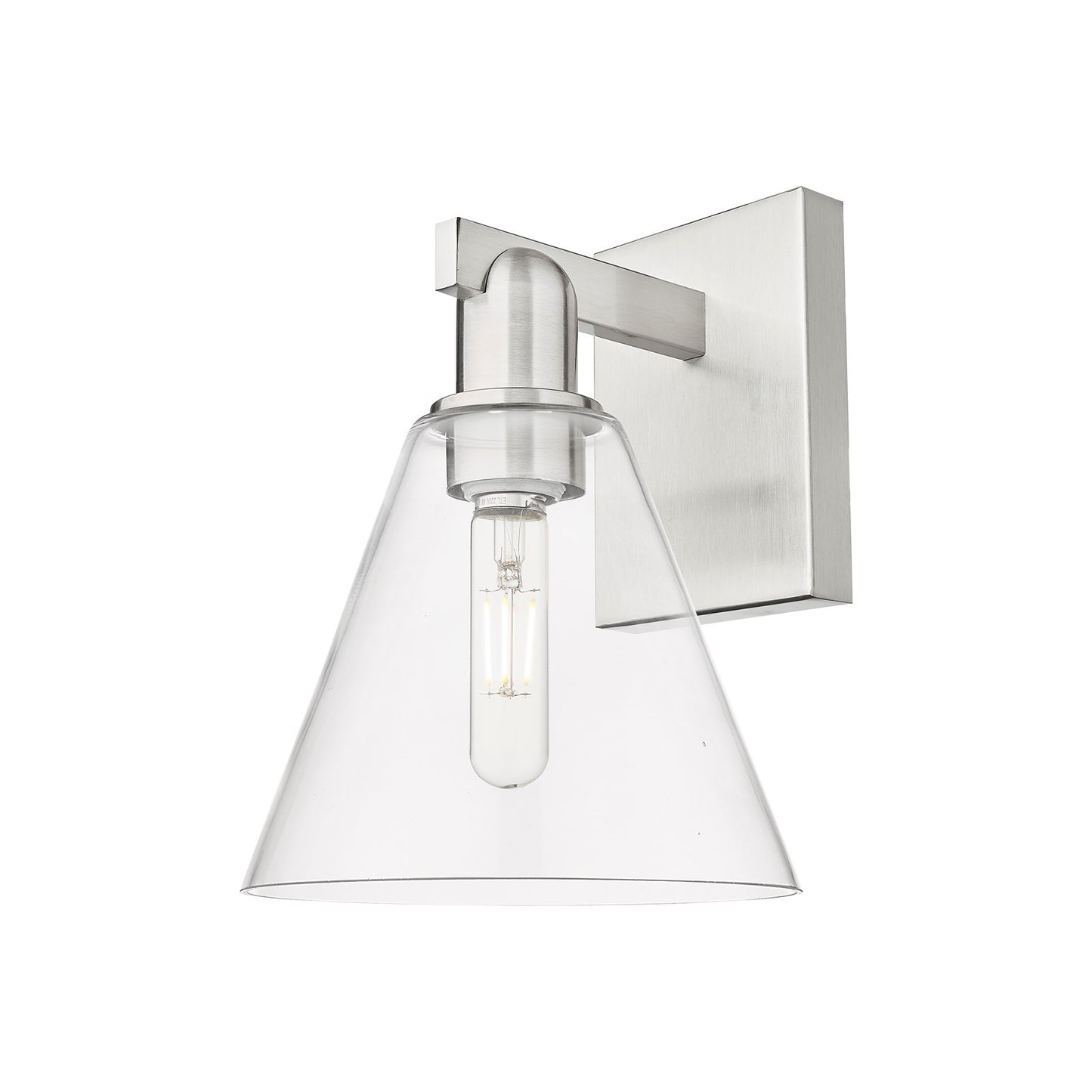 Innovations Berkshire Glass 8in 1-Light Wall Sconce | Industrial Brushed Satin Nickel and Clear Glass | Bathroom & Hallway Accent | Model 716-1W-SN-GBC-82