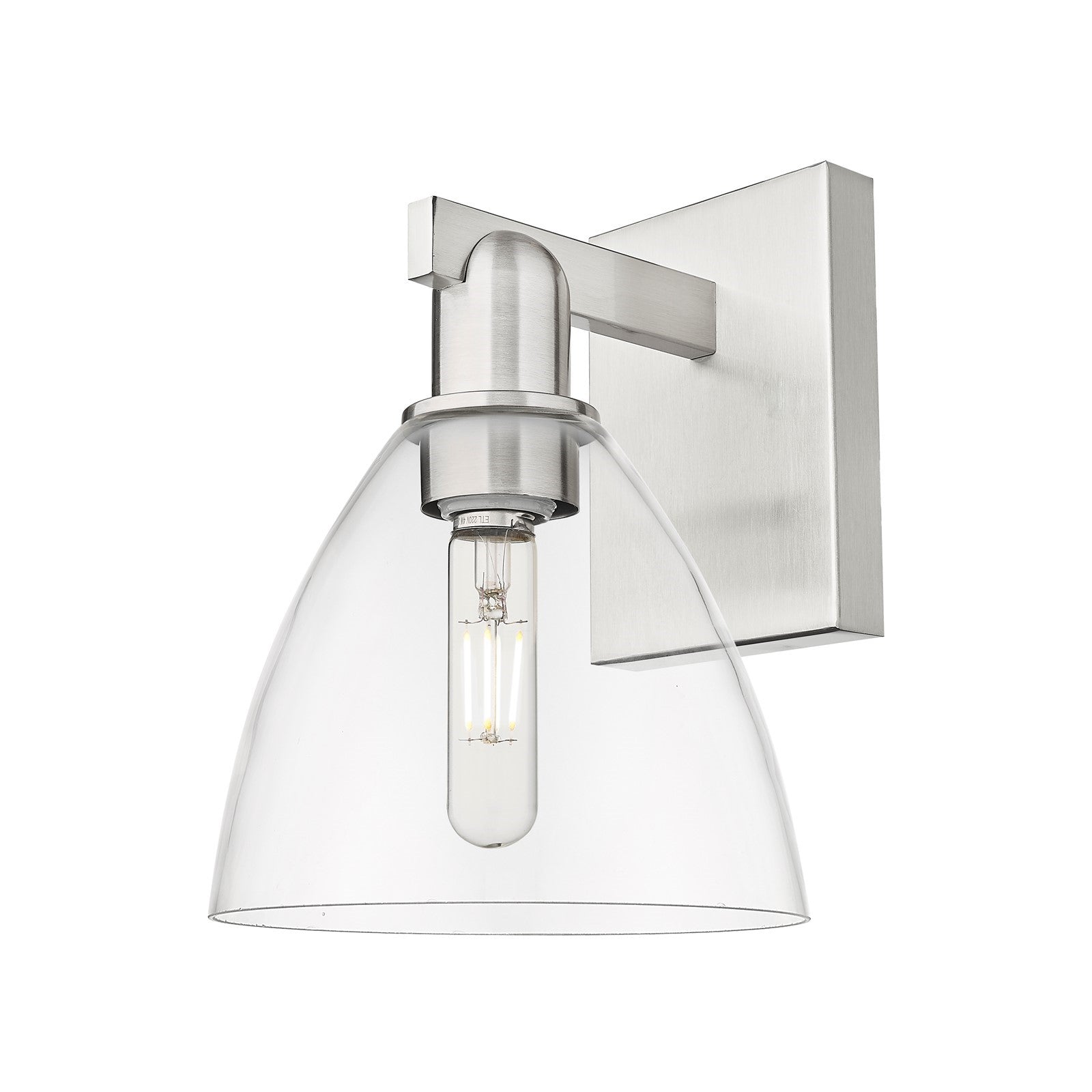 Innovations Bristol 7.5in 1-Light Wall Sconce | Industrial Brushed Satin Nickel and Clear Glass | Hallway & Bathroom Accent | Model 716-1W-SN-GBD-752