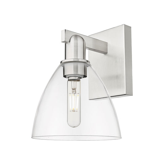 Innovations Bristol 7.5in 1-Light Wall Sconce | Industrial Brushed Satin Nickel and Clear Glass | Hallway & Bathroom Accent | Model 716-1W-SN-GBD-752