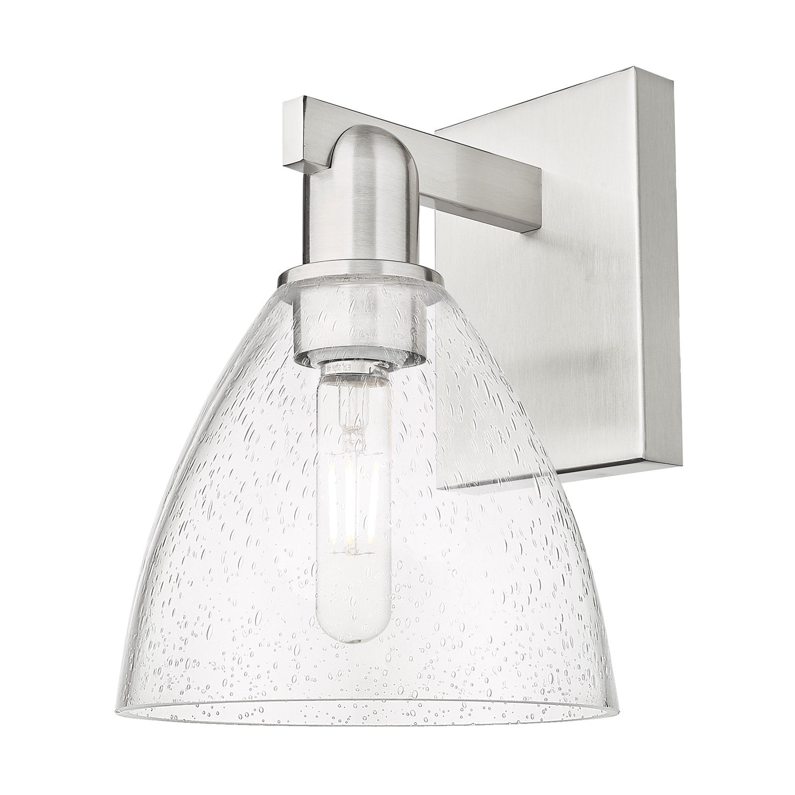 Innovations Bristol 1-Light 7.5in Wall Sconce | Industrial Brushed Satin Nickel and Seedy Glass | Hallway & Bathroom Accent | Model 716-1W-SN-GBD-754