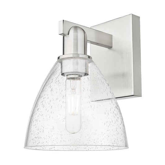 Innovations Bristol 1-Light 7.5in Wall Sconce | Industrial Brushed Satin Nickel and Seedy Glass | Hallway & Bathroom Accent | Model 716-1W-SN-GBD-754