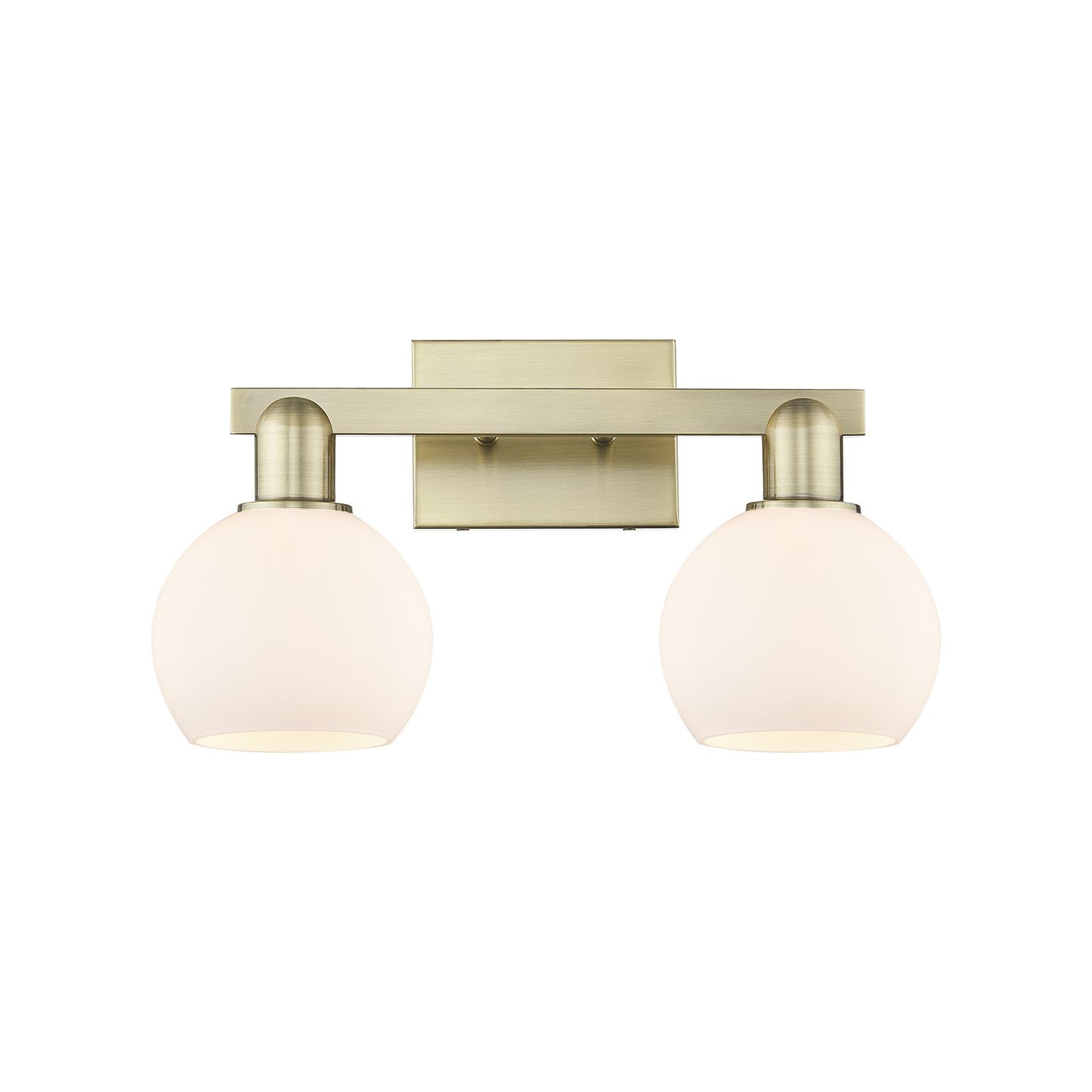 Innovations Athens 17in 2-Light Bath Vanity Light | Industrial Antique Brass and Matte White Glass | Bathroom Vanity Light | Model 716-2W-AB-G121-6