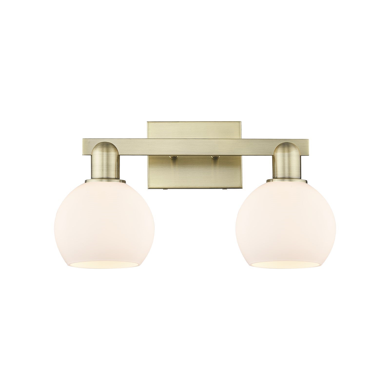 Innovations Athens 17in 2-Light Bath Vanity Light | Industrial Antique Brass and Matte White Glass | Bathroom Vanity Light | Model 716-2W-AB-G121-6