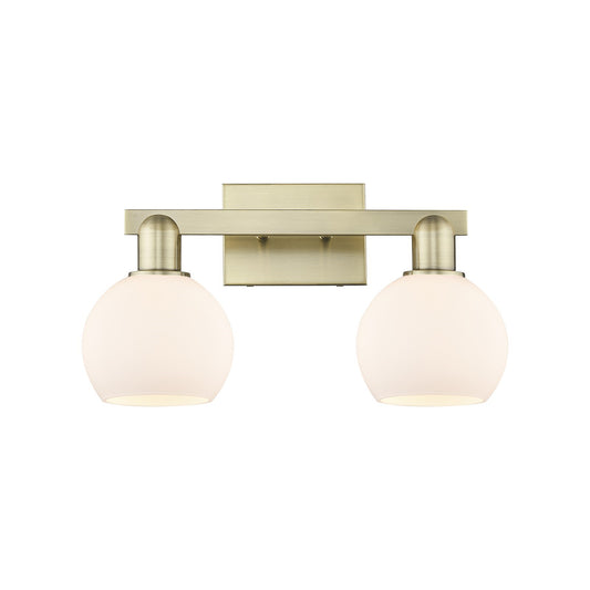Innovations Athens 17in 2-Light Bath Vanity Light | Industrial Antique Brass and Matte White Glass | Bathroom Vanity Light | Model 716-2W-AB-G121-6