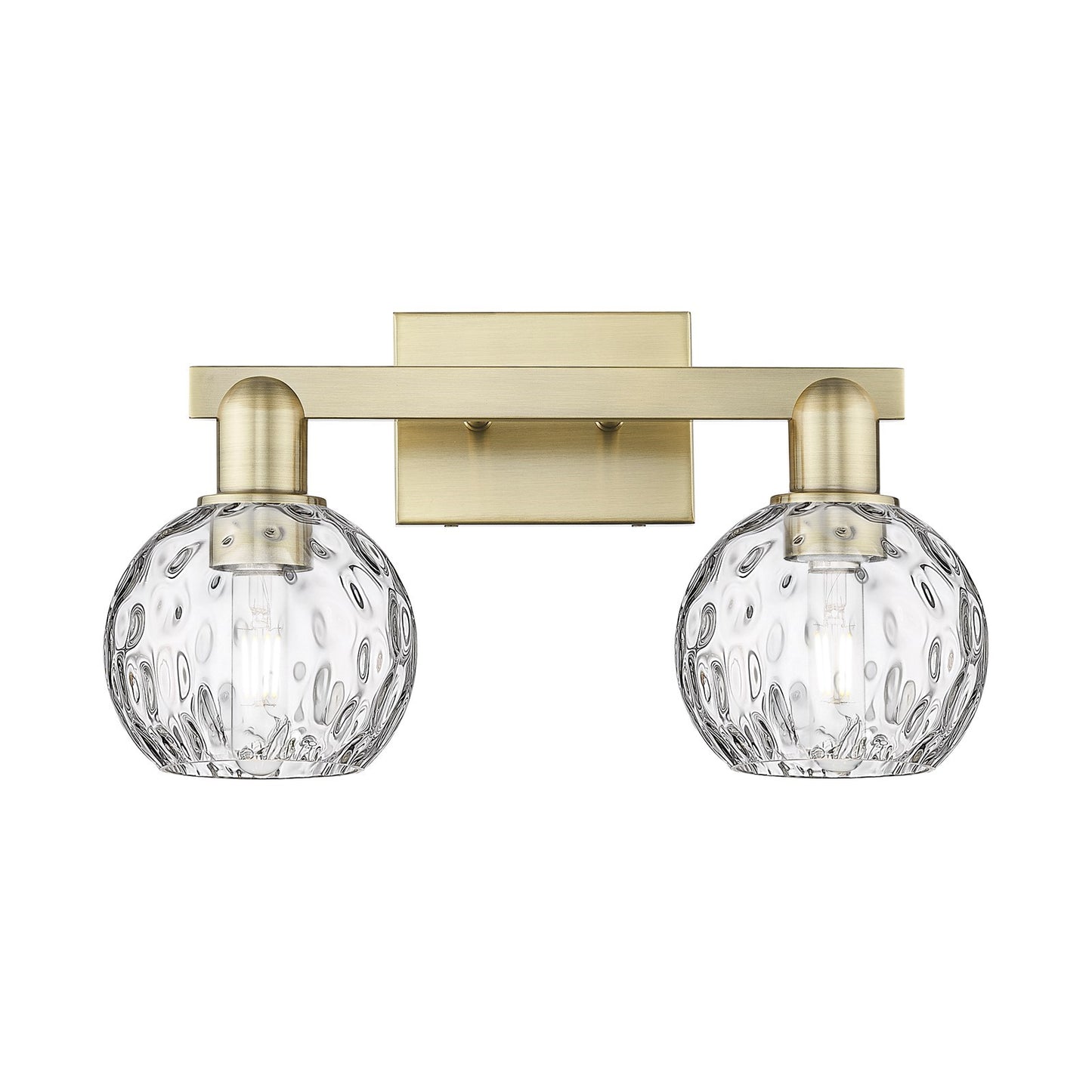Innovations Athens Water Glass 17in 2-Light Bath Vanity | Industrial Antique Brass and Clear Water Glass | Bathroom Vanity & | Model 716-2W-AB-G1215-6
