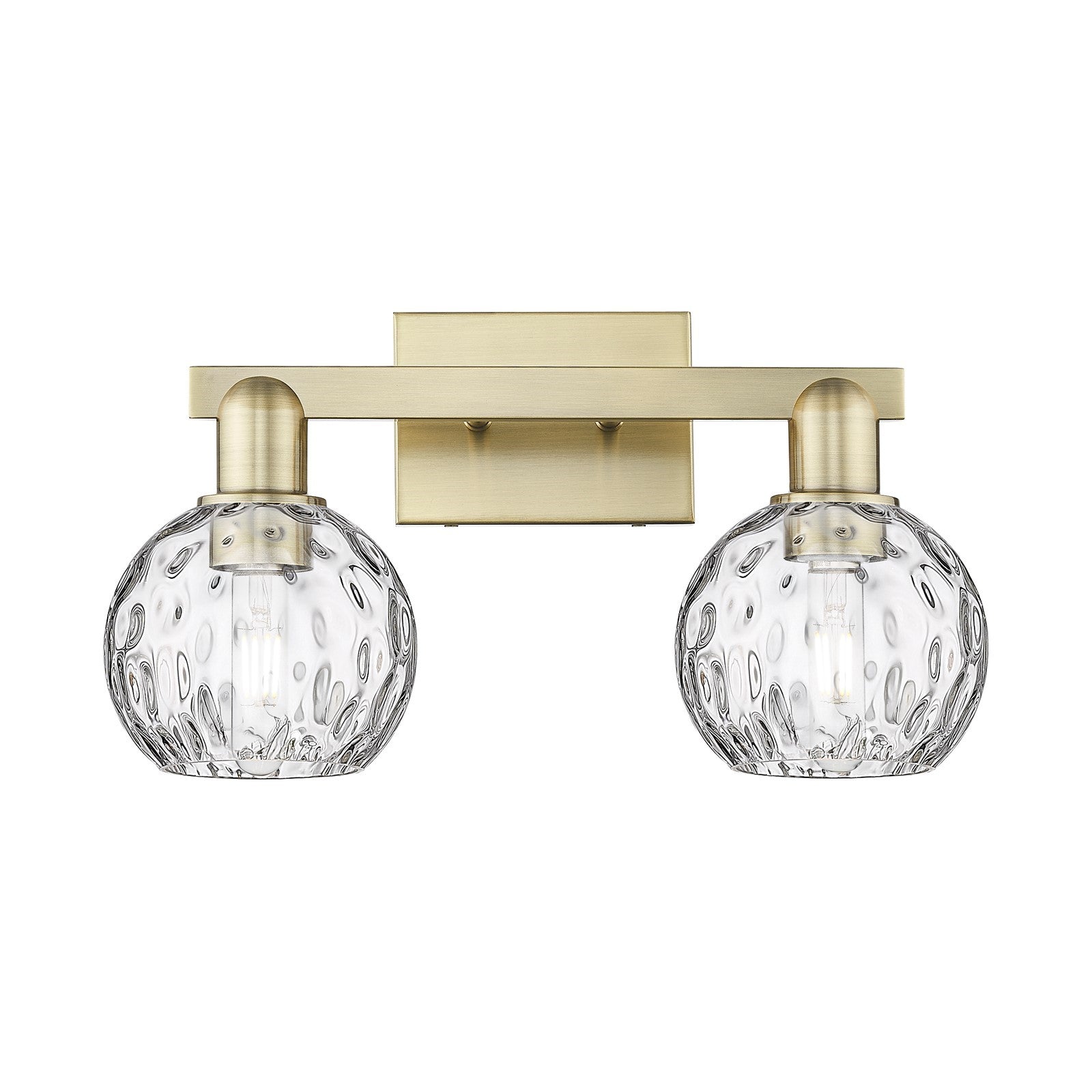 Innovations Athens Water Glass 17in 2-Light Bath Vanity | Industrial Antique Brass and Clear Water Glass | Bathroom Vanity & | Model 716-2W-AB-G1215-6