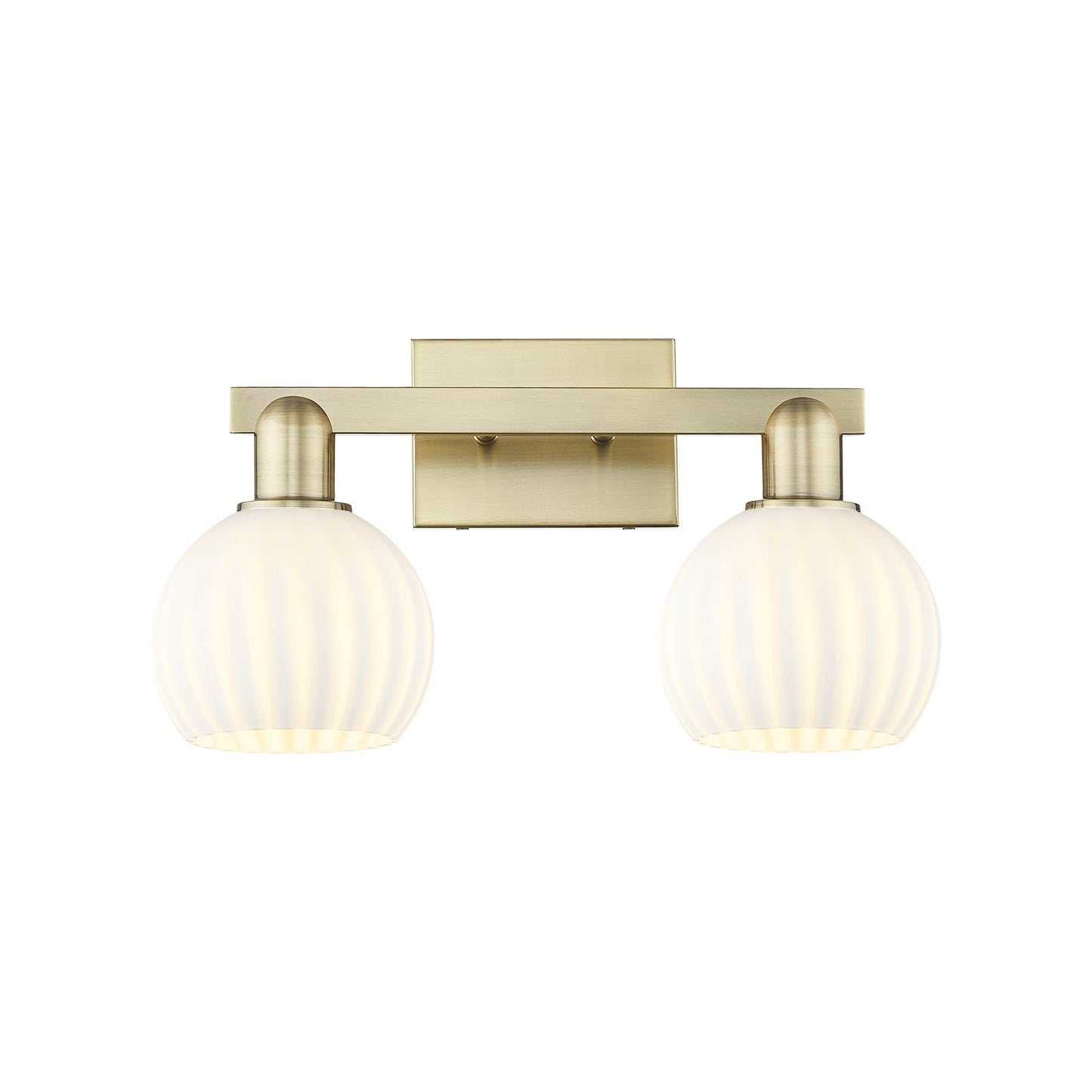 Innovations Lighting Arcadia 17in 2-Light Bath Vanity Light | Industrial Antique Brass and White Venetian Glass | Bathroom | Model 716-2W-AB-G1217-6WV