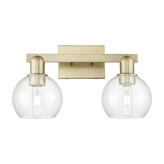 Innovations Athens 17in 2-Light Bath Vanity Light | Industrial Antique Brass and Clear Glass | Bathroom Vanity | 16.88 x 9.62 x | Model 716-2W-AB-G122-6