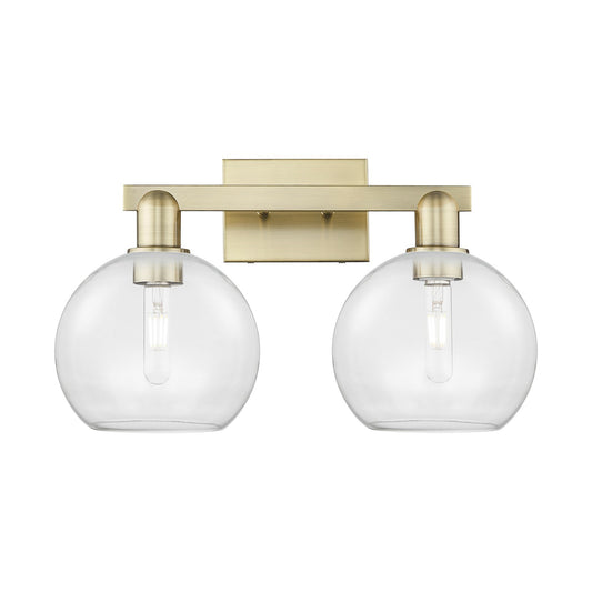 Innovations Athens 19in 2-Light Bath Vanity Light | Industrial Antique Brass Steel and Clear Glass | Bathroom Vanity & Powder | Model 716-2W-AB-G122-8
