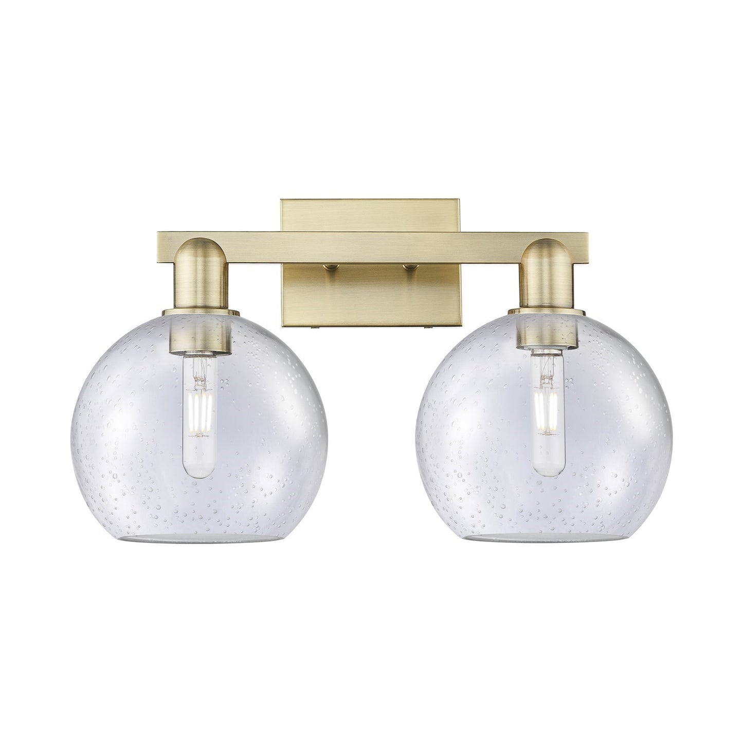 Innovations Athens 19in 2-Light Bath Vanity Light | Industrial Antique Brass Steel and Seedy Glass | Bathroom Vanity | 19 x 8.5 x | Model 716-2W-AB-G124-8