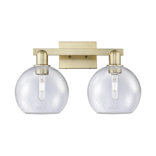Innovations Athens 19in 2-Light Bath Vanity Light | Industrial Antique Brass Steel and Seedy Glass | Bathroom Vanity | 19 x 8.5 x | Model 716-2W-AB-G124-8