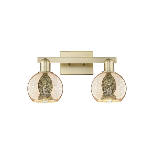 Innovations Athens 17in 2-Light Bath Vanity Light | Industrial Antique Brass and Mercury Glass | Bathroom Vanity | 16.88 x 9.62 x | Model 716-2W-AB-G128-6