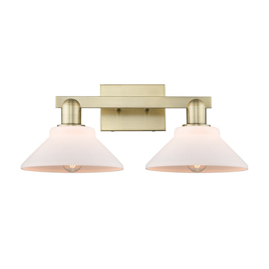 Innovations Orwell 19in 2-Light Bath Vanity Light | Industrial Antique Brass and Matte White Glass | Bathroom Vanity | 19.38 x 8.75 | Model 716-2W-AB-G131