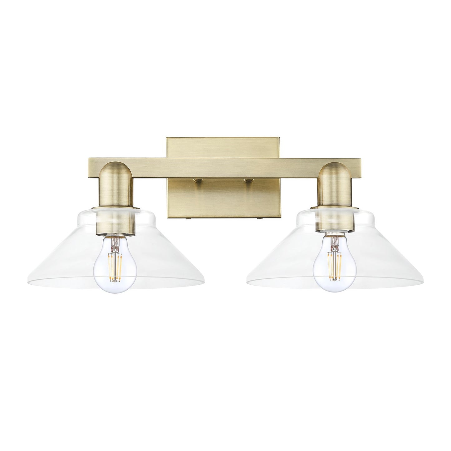 Innovations Orwell 19in 2-Light Bath Vanity Light | Industrial Antique Brass and Clear Glass | Bathroom Vanity | 19.38 x 8.75 x | Model 716-2W-AB-G132