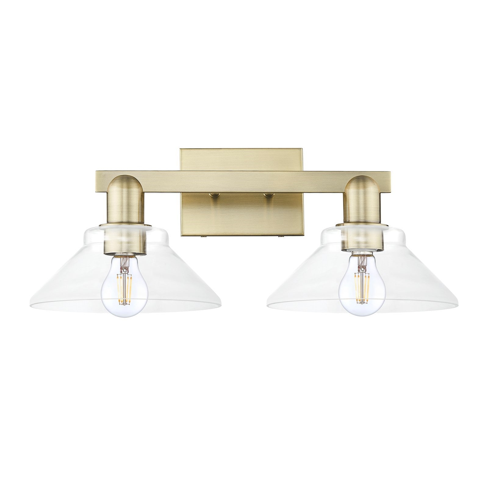 Innovations Orwell 19in 2-Light Bath Vanity Light | Industrial Antique Brass and Clear Glass | Bathroom Vanity | 19.38 x 8.75 x | Model 716-2W-AB-G132