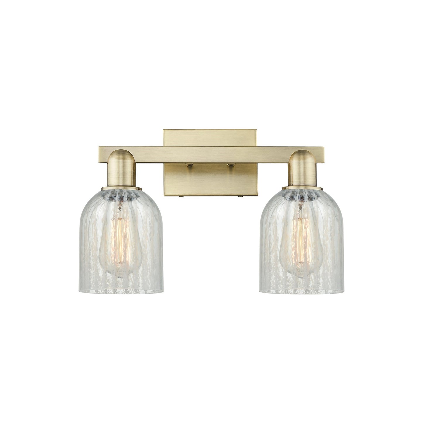Innovations Caledonia 16in 2-Light Bath Vanity Light | Industrial Antique Brass Steel and Mouchette Glass | Bathroom Vanity | 16 x | Model 716-2W-AB-G2511