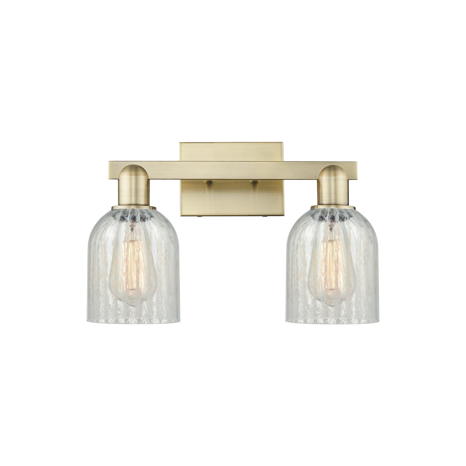Innovations Caledonia 16in 2-Light Bath Vanity Light | Industrial Antique Brass Steel and Mouchette Glass | Bathroom Vanity | 16 x | Model 716-2W-AB-G2511