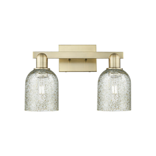 Innovations Caledonia 16in 2-Light Bath Vanity Light | Industrial Antique Brass Steel and Mica Glass | Bathroom Vanity & Powder | Model 716-2W-AB-G259