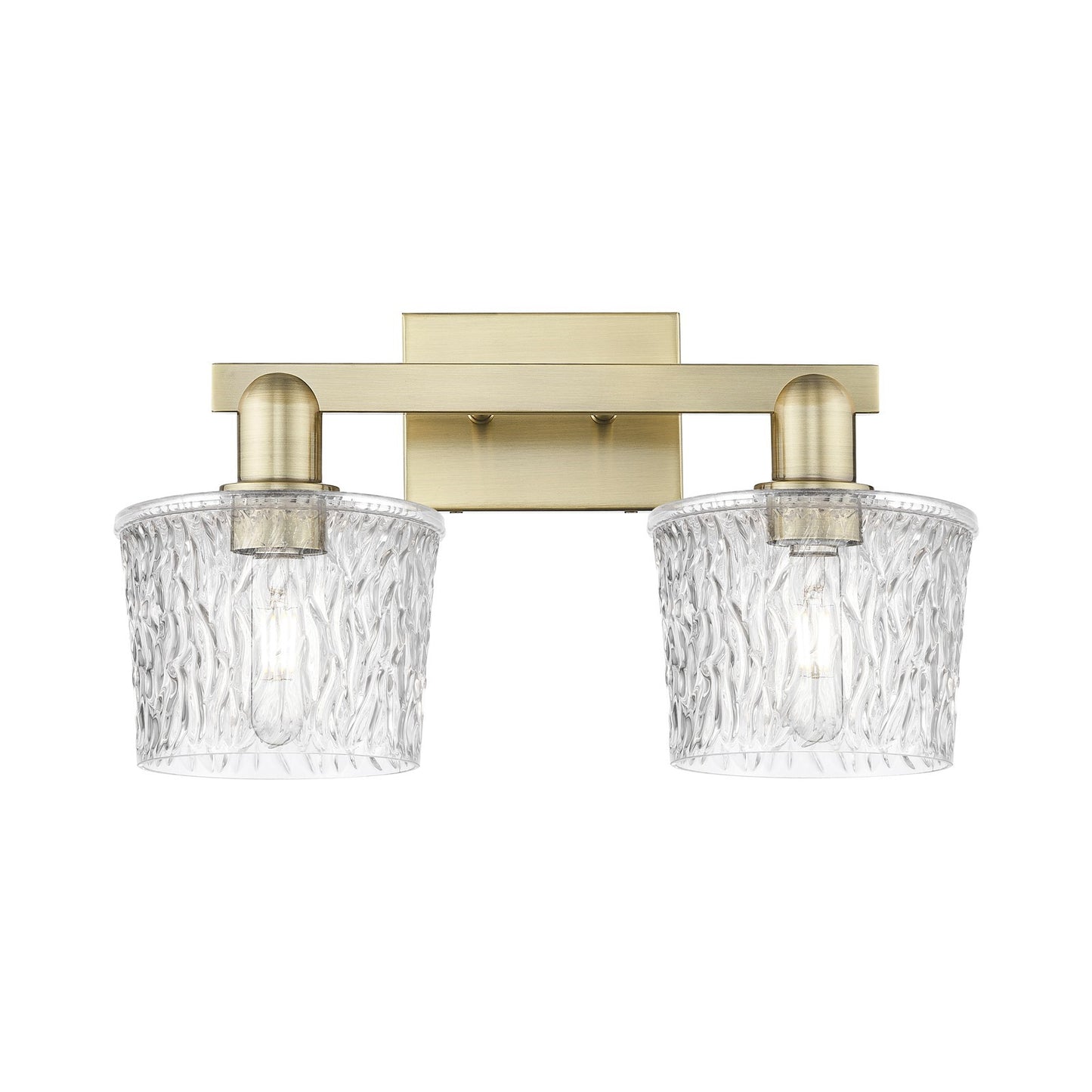 Innovations Niagara 18in 2-Light Bath Vanity Light | Industrial Antique Brass Steel and Clear Glass | Bathroom Vanity | 17.5 x | Model 716-2W-AB-G402