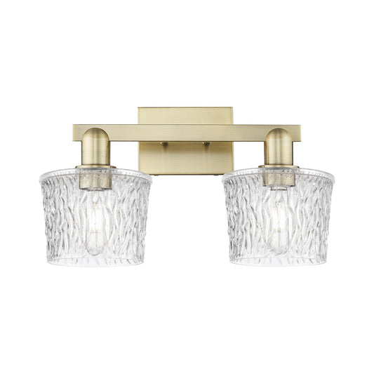 Innovations Niagara 18in 2-Light Bath Vanity Light | Industrial Antique Brass Steel and Clear Glass | Bathroom Vanity | 17.5 x | Model 716-2W-AB-G402