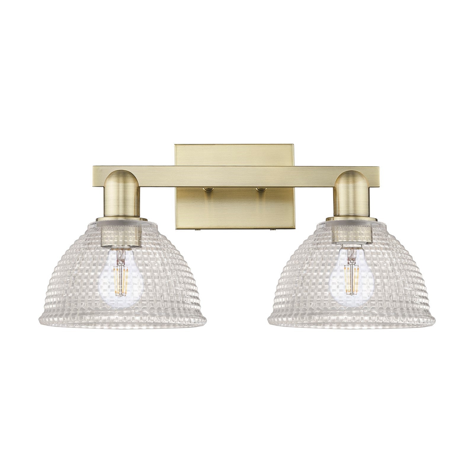 Innovations Arietta 19in 2-Light Bath Vanity Light | Industrial Antique Brass Steel and Clear Glass | Bathroom Vanity | 19 x 9.75 x | Model 716-2W-AB-G422
