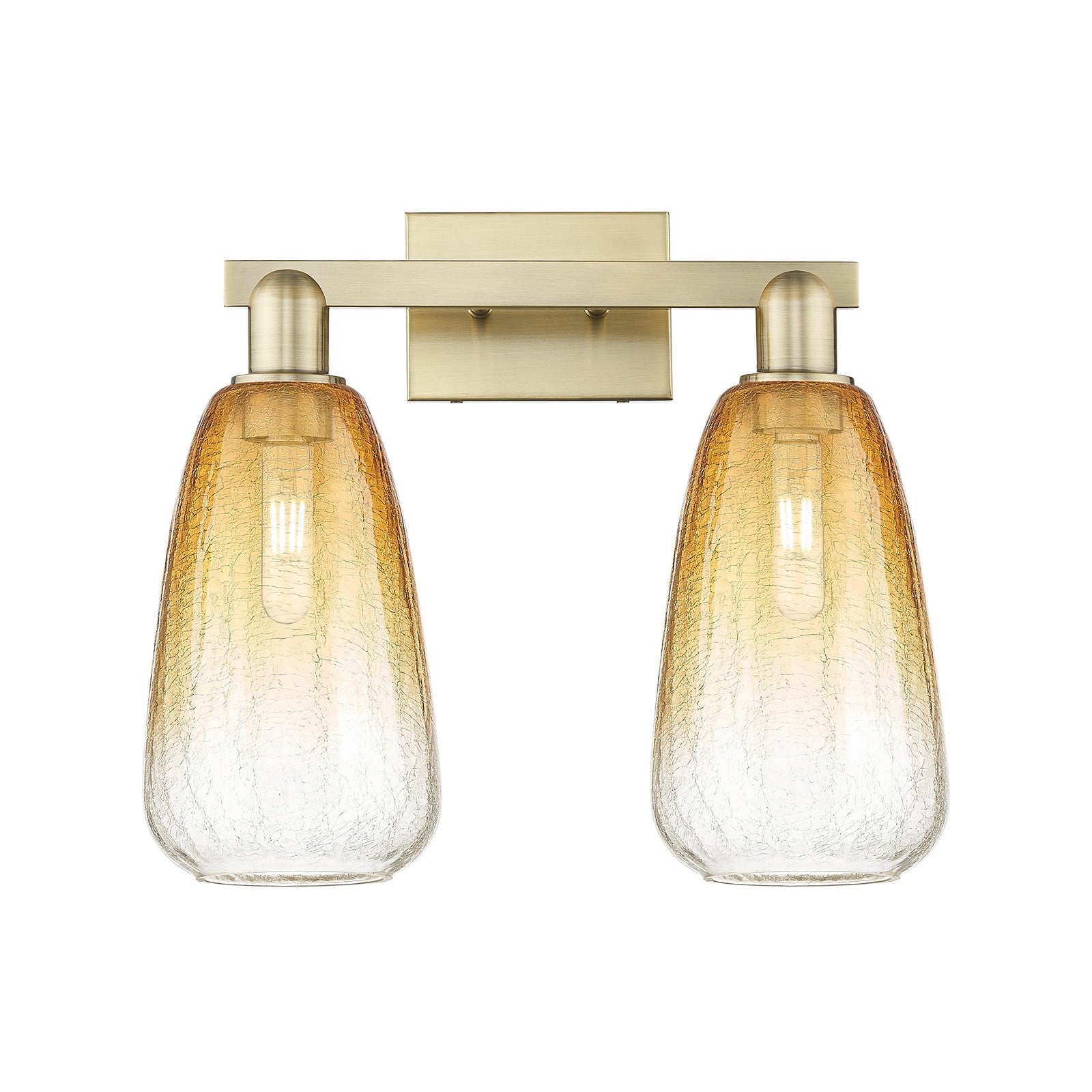 Innovations Brookhaven Almond 17in 2-Light Bath Vanity Light | Industrial Antique Brass Steel and Amber Glass | Bathroom Vanity | Model 716-2W-AB-G480-6AM