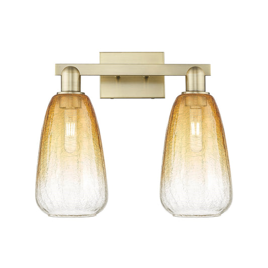 Innovations Brookhaven Almond 17in 2-Light Bath Vanity Light | Industrial Antique Brass Steel and Amber Glass | Bathroom Vanity | Model 716-2W-AB-G480-6AM