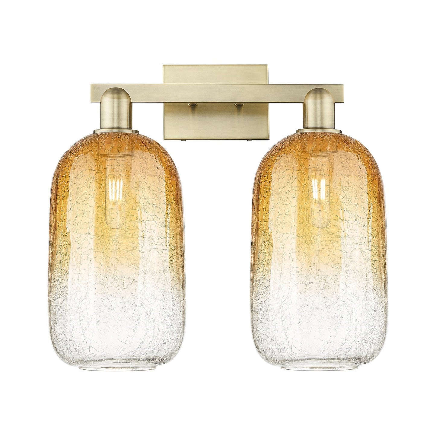 Innovations Brookhaven Cloche 18in 2-Light Bath Vanity Light | Industrial Antique Brass and Amber Glass | Bathroom Vanity | 18 | Model 716-2W-AB-G482-7AM